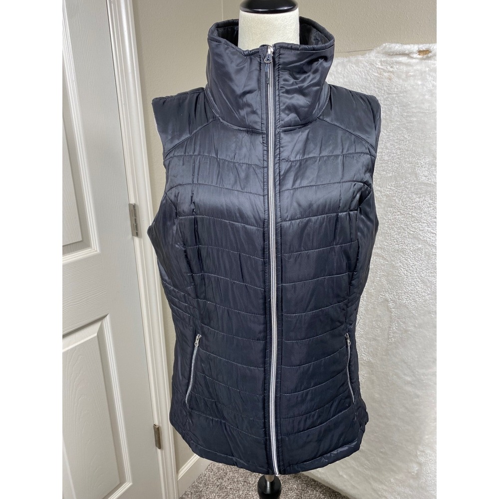 Champion Womens Lg Black Lightweight Puffer Vest VenturiLoft‎ Full Zip High Neck